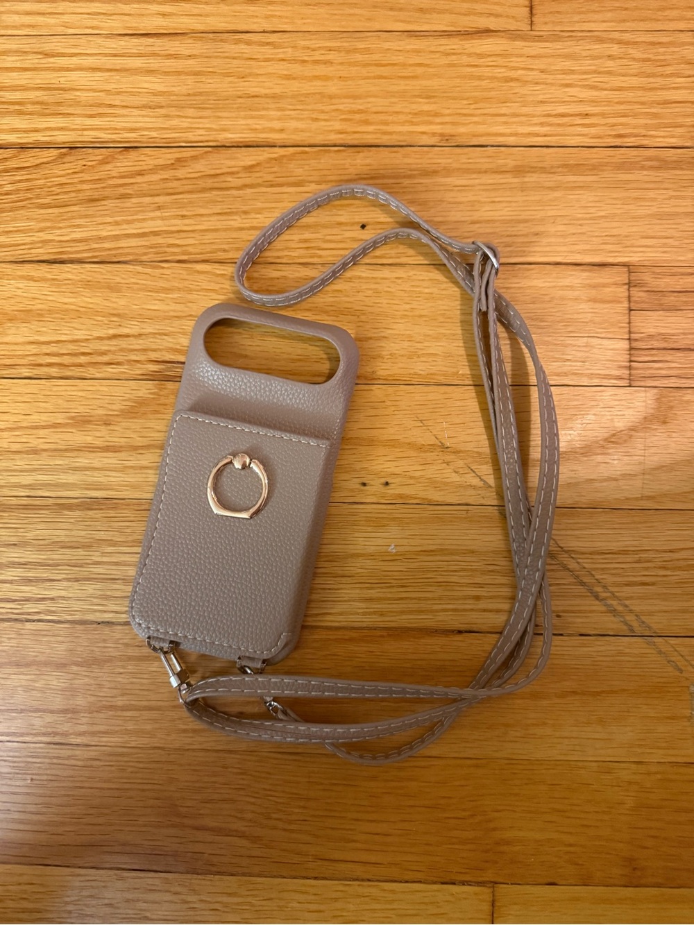 Neutral Taupe Crossbody Phone Case with Ring and Wallet